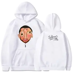 Beyaz Unisex MaccMiller Balon Silk Albümü 2025 Baskı Kapüşonlular Hip Hop Sokak Şıklığı Ye