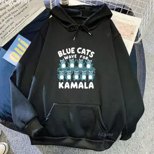 Beyaz Unisex Mavi kediler Kamala karikatür hoodie sevimli kapüşonlu Sweatshirt için sonbahargi