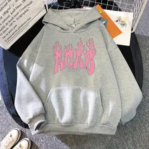 Beyaz Unisex Mektup ACAB yangın Hoodieslar bratz giysi boy Harajuku kore tarzı uzun