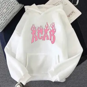 Beyaz Unisex Mektup ACAB yangın Hoodieslar bratz giysi boy Harajuku kore tarzı uzun