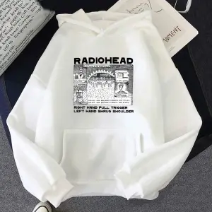Beyaz Unisex Moda Radiohead Hoodie için Rock Band müzik hayranları boy grafik gi