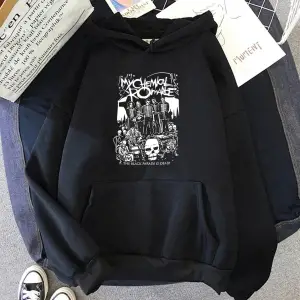 Beyaz Unisex My Chemical Romance Kapüşonlular Vintage Siyah Geçit Punk Rock Grubu moda üst giy