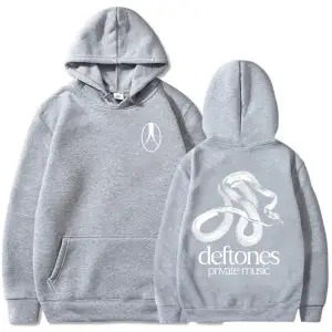 Beyaz Unisex Özel Müzik Işlemeli Hoodie Rock Grubu Deftones Streetweed Moda