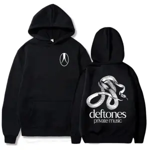 Beyaz Unisex Özel Müzik Işlemeli Hoodie Rock Grubu Deftones Streetweed Moda