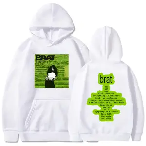 Beyaz Unisex Pop müzik şarkıcı Charli XCX hayranları için albümü Brat grafik baskı il