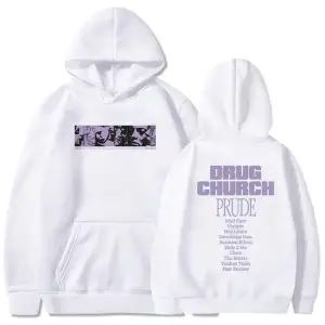 Beyaz Unisex Prude albümü grafik ilaç kilise kapşonlu Con deras C
