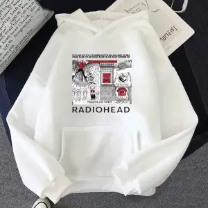 Beyaz Unisex Radiohead Hoodie Klasikrafik Üstleri Baskılı Moda