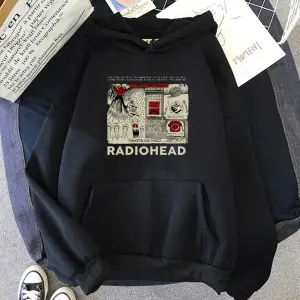 Beyaz Unisex Radiohead Hoodie Klasikrafik Üstleri Baskılı Moda