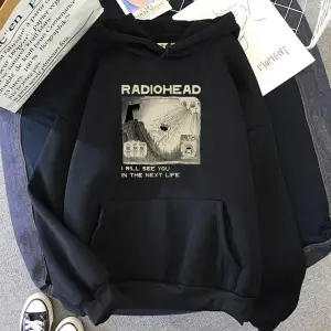 Beyaz Unisex Radiohead RadioIndie Fan Hoodie Komik Grafik SonbaharHarajuk