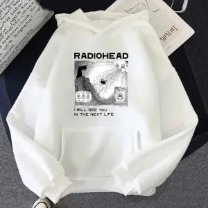 Beyaz Unisex Radiohead RadioIndie Fan Hoodie Komik Grafik SonbaharHarajuk