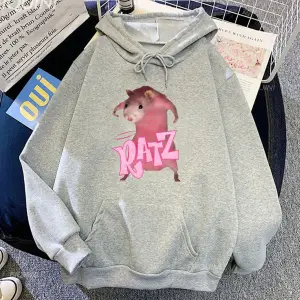 Beyaz Unisex Ratz pembe fare baskı Kawaii karikatür