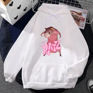 Beyaz Unisex Ratz pembe fare baskı Kawaii karikatür