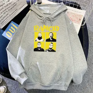 Beyaz Unisex Rock Band Rancid grafik kapüşonlu Hip Hop moda Harajuku k