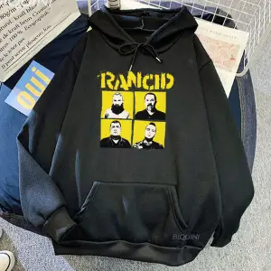 Beyaz Unisex Rock Band Rancid grafik kapüşonlu Hip Hop moda Harajuku k