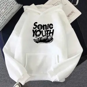 Beyaz Unisex S-Sonic Gençlik Müzik Grubu Harajuku Kapüşonlular Estetik Yakışıklı Manga Grafik Kaz