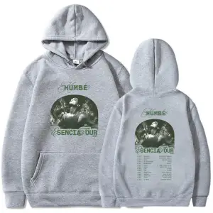 Beyaz Unisex Şarkıcı grafik Esencia tur Humbe kapşonlu erkekağır