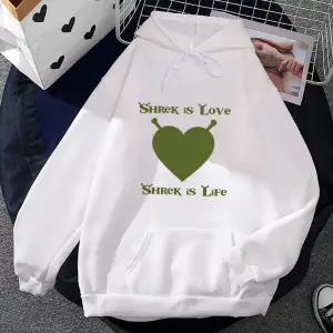 Beyaz Unisex Shrekk Aşktır Shrekk1 Hayat Hoodie SonbaharKapşonlu Sudadera Raha