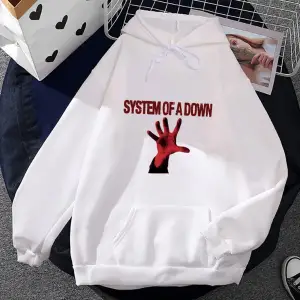Beyaz Unisex Sistemi Aşağı Hoody Vintage Ağır Zihinsel Bant Elbise Sokak Eşofman Sonbahark