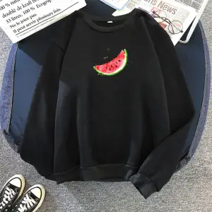 Beyaz Unisex Sonbahar Kapşonlu Karpuz Grafik Baskı Harajuku öğrenci Kawaii Beyaz Büy