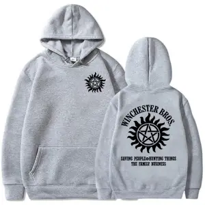 Beyaz Unisex Supernaturall Winchester Bros kapüşonlu Moletom Masculino