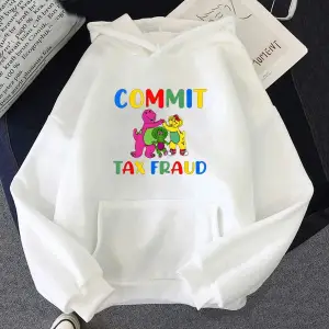 Beyaz Unisex Taahhüt vergi dolandırıcılık Hoodie karikatür grafik bas