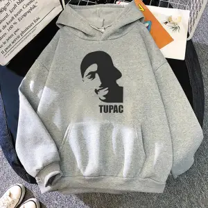 Beyaz Unisex Tupac 2pac Kapüşonlular Moda Punk Manga Grafik Estetik ErkekDö