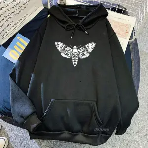 Beyaz Unisex Yumuşaki öpücük ölüm MOTHICA caderas Con Capucha Casua