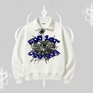 Beyaz Yarım Fermuarlı Sweatshirt Sp55der