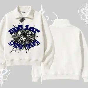 Beyaz Yarım Fermuarlı Sweatshirt Sp55der