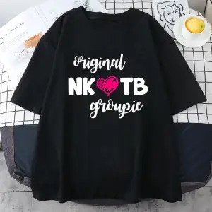 Beyaz yaz grafik baskılı Pop müzik grubu baskı -gömlek NKOTB yeni çocuklar blok