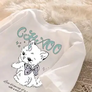 Beyaz Yaz Karikatür Şık Retro Komik Sevimli Zarif Yay Yavru Baskı günlük Üst T-sh