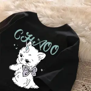 Beyaz Yaz Karikatür Şık Retro Komik Sevimli Zarif Yay Yavru Baskı günlük Üst T-sh