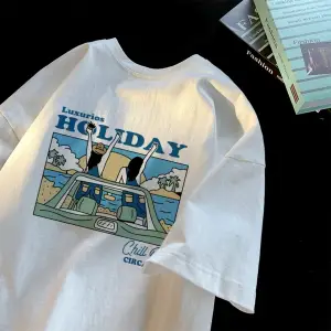Beyaz Yaz Trendi Yaz Üst Hong Kong Faionable Grafik Tees Unisex Ca