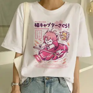 Beyaz Yeni Sevimli Kedi Komik Karikatür Baskı Tshirt Harajuku Kawaii T-shi