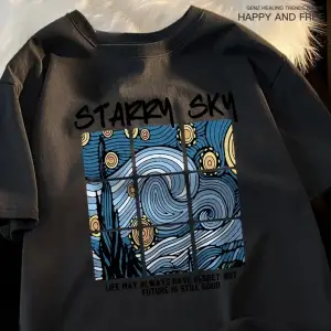 Beyaz Yıldızlı Gökyüzü Mavi Galaxy kıyafetleri Gevşek Üstleri Yaratıcılık T