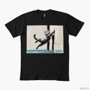 Beyin Sohbetten Çıktı — Şoklu Kedi Memesi Erkekler ve Kadınlar İçin Tişört %100 Pamuklu Tişör