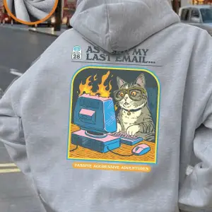 Bilgisayar oyunları oynayan kedi baskılar kapüşonlu üstler kadın gevşek rahat kazak temelleri