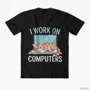 Bilgisayarlar Üzerinde Çalışıyorum Meme T-shirt Erkekler Kadınlar Için % 100% Pamuklu T Shirt