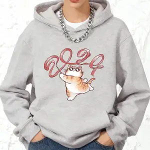 Bir Kedi Kurdele Çıkarıyor 2024 Baskılı Kapüşonlu Üstler Pamuklu Kadın Kışlık Polar Sıcak Kaz