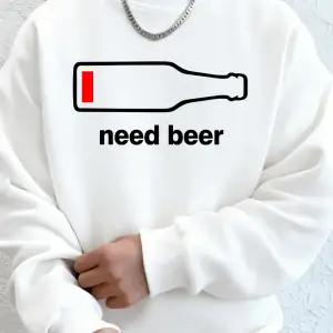 Bira İstiyorum Komik Baskılı Erkek Sweatshirtleri Kışlık Yuvarlak Yaka Kapüşonlu Üstler Sokak