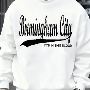 Birmingham City Mektup Baskılı Sonbahar Erkek Kazak Bisiklet Yaka Yumuşak Kazak Hip Hop Polar