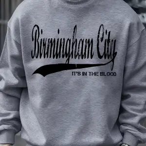 Birmingham City Mektup Baskılı Sonbahar Erkek Kazak Bisiklet Yaka Yumuşak Kazak Hip Hop Polar