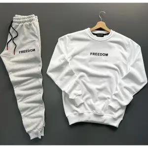 Bisiklet Yaka Freedom Baskılı Tam Kışlık Oversize Dış Mekan Erkek Eşofman Takımı