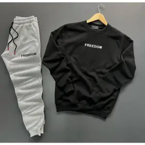 Bisiklet Yaka Freedom Baskılı Tam Kışlık Oversize Dış Mekan Erkek Eşofman Takımı