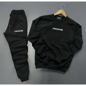 Bisiklet Yaka Freedom Baskılı Tam Kışlık Oversize Dış Mekan Erkek Eşofman Takımı