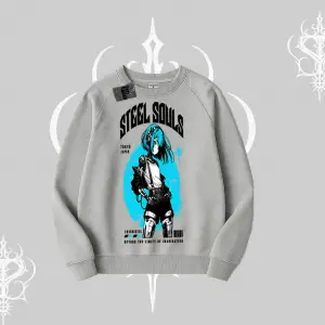 Biskilet Sweatshirt Anime Cyberpunk Kız Baskılı