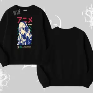 Biskilet Sweatshirt Anime Kız Desenli Japon Tarzı