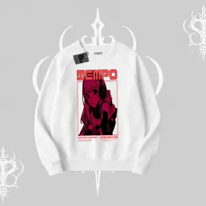 Biskilet Sweatshirt Anime Waifu Kırmızı Grafik Desenli