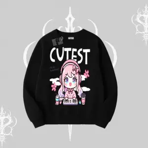 Biskilet Sweatshirt Cute Anime Gamer Girl Baskılı