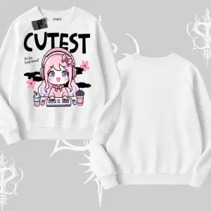 Biskilet Sweatshirt Cute Anime Gamer Girl Baskılı